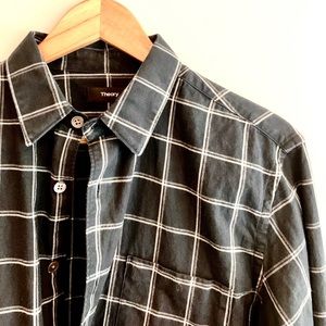 Theory Rammy Grid Flannel Slim Fit Button-Down